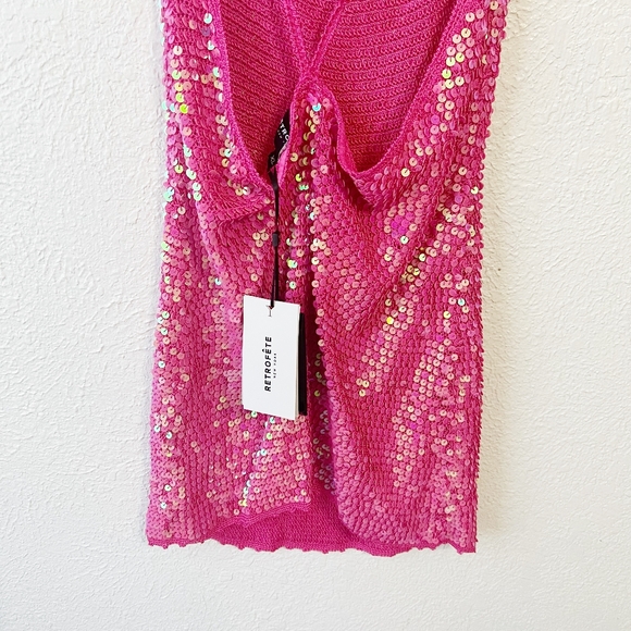 🎀NWT Retrofete Kinley Sequin Crochet Mini Dress - Picture 12 of 15